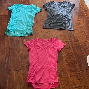 Zella Short Sleeve V-Neck Tops - Aqua, Charcoal, Fuchsia